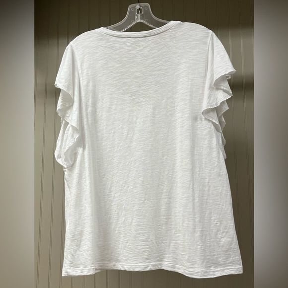 Lilla P Flame Modal White Flutter Sleeve V-Neck!!! - Picture 4 of 9